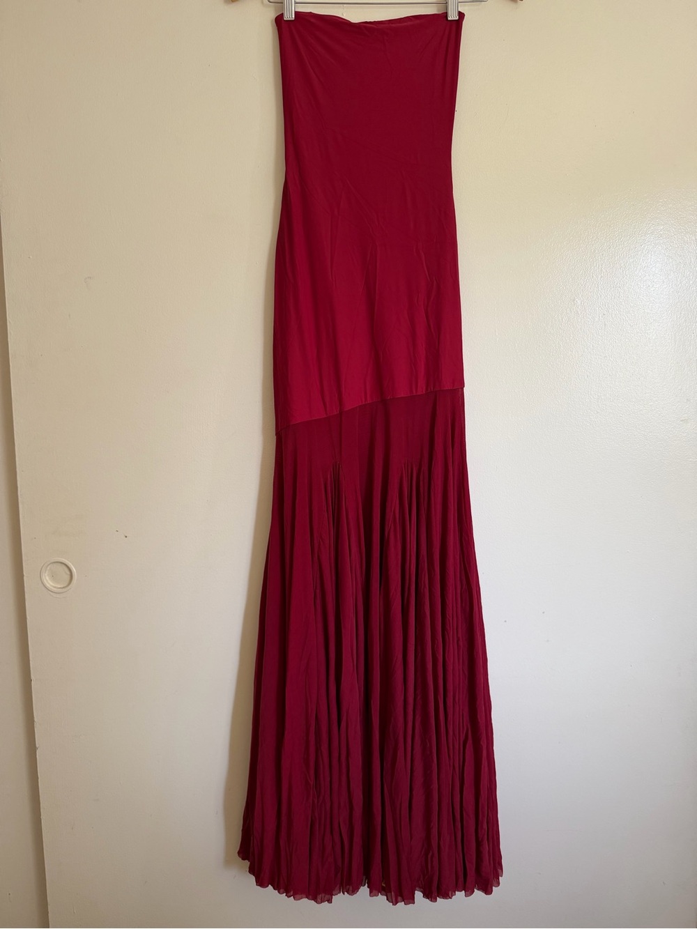Bandeau Maxi Dress in Deep Red